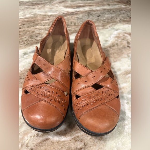 CLARK’S Tan Ashland Spin Q Slip-On Mary Jane Loafer Flat Leather Comfort Shoes - Picture 3 of 10